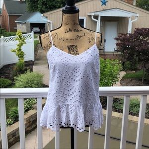 WHBM - Beautiful White Eyelet High/Low Cami